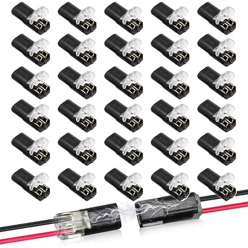 BMT xms Kabelverbinder 2-Polig, 18-22AWG Draht-Schnellspleiß-Steckverbinder, 2-Polig Kabel Steckverbinder Stecker, Steckbarer Schneller Kabelstecker, 30 Stück