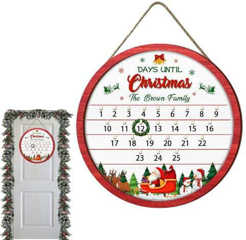Puwaiio Weihnachtskalender 2025, Adventsschild, Party-Dekorationen – 25 Tage Holz-Weihnachtskalender, Wanddekoration, für Tür, Schlafzimmer, Wohnzimmer, Büro, Klassenzimmer, Wohnheim, Hotel