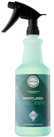 Infinity Wax Streak-Free Glass Cleaner 1L - Limpiador de Cristales de Coche sin Rayas, antiestático, Secado rápido, Elimina Huellas, Grasa y película de vapeo, Interior y Exterior.