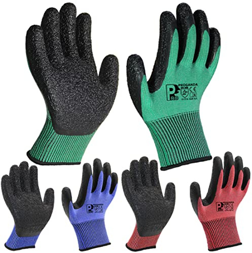 PROGANDA 3 Paar Bunte Gartenhandschuhe Arbeitshandschuhe Sicherheitshanschuhe Superior Griff Beschichtung bequem für Männer Frauen Hof Home Outdoor Auto vielseitig
