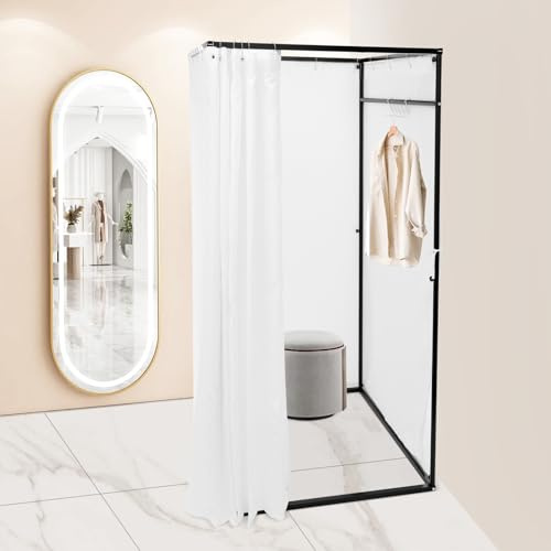 Fridgestea Tragbare Umkleidekabine Freistehend - Sichtschutzzelt & Umkleideraum für Shop, Event & Outdoor, 100x100x200cm, Komplettset mit Gardine, Haken & Kürbisringen, ohne Bohren (Weiß)