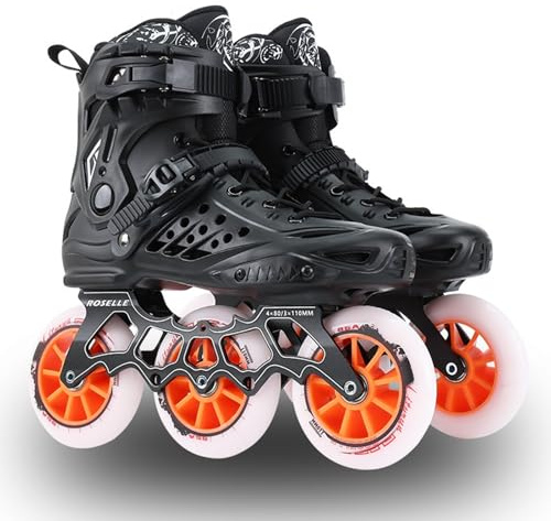 zenggp Patines De Rendimiento, Patines En Línea Negros Unisex, Ruedas De 3×110 Mm, para Uso En Interiores Y Exteriores, para Fiestas De Cumpleaños Parques Y Calles(Size:37)