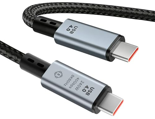 Lizoak USB 4 Cable 1.5m, 8K@60Hz Video Display, 40Gbps Data Transfer, 240W Fast Charge, USB C to USB C Cable Compatible with Thunderbolt 4/3, iPhone, iPad, MacBook, Monitor, SSD, Dock