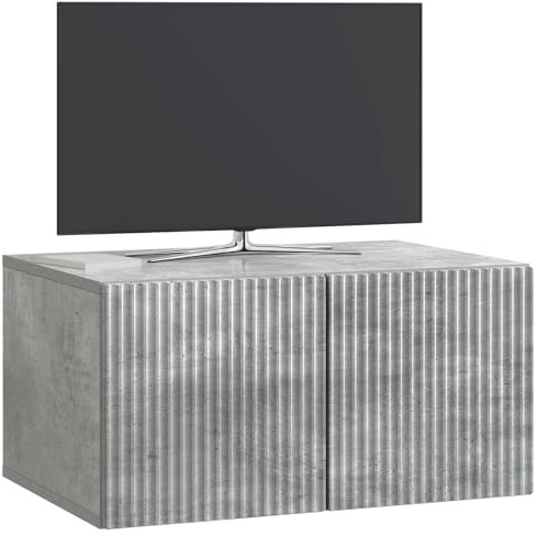 vidaXL Wandmontierter TV-Schrank Betongrau 59,5 x 41 x 30 cm, Wohnzimmer, Moderne Entertainment-Wand, rechteckige TV-Konsole, stylischer Stauraum, hängender Schrank
