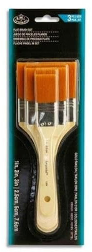 SG Education PR 85154 Flachpinsel-Set, 2,5 cm, 5 cm und 7,6 cm, Gold Taklon (3 Stück)