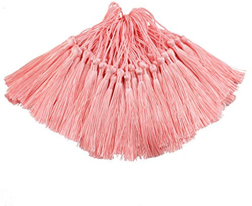 100pcs Nappe Segnalibro 13cm / 5 Pollici Filo di Seta con 2-Inch Cord Loop e Piccolo Nodo Cinese per la Creazione di Gioielli, Souvenir, Segnalibri, Accessori Artigianali fai da te (Rosa Chiaro)