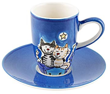 Mila Keramik Espresso-Tasse mit Untere, NachtKatzen | MI-88425 | 4045303884250