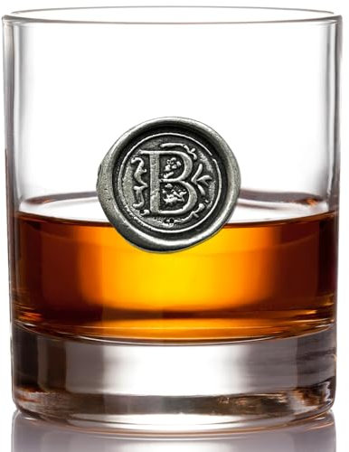 English Pewter Company Bicchiere da whisky da 11 once con monogramma iniziale - Regalo personalizzato con la scelta iniziale (B) [MON102]