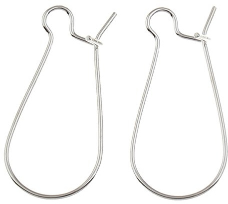 Perlin 30Stk Edelstahl Ohrhaken Ohrringe 24mm Haken Ohrfeder Silber Creolen Ohrhänger Schmuckzubehör - Schmuckherstellung