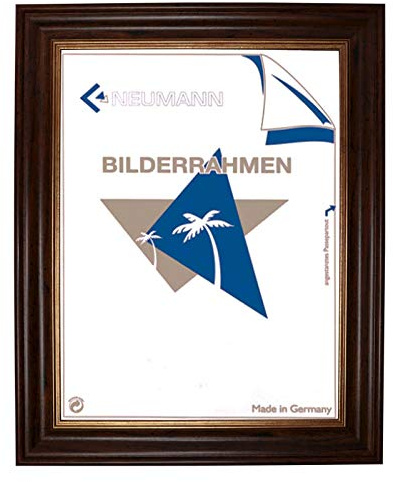 Bilderrahmen LOS Angeles nußbaum mit Goldener Innenkante, als Wechselrahmen, 50x70 cm