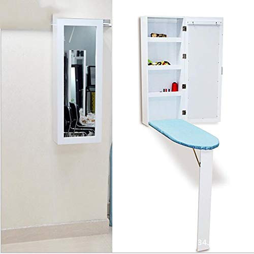 MU Bügelbrett Wandmontage Klappbar Kleiderschrank Aufbewahrung Heißes Bügelbrett W35.5 * D17.5 * H95Cm Weiß