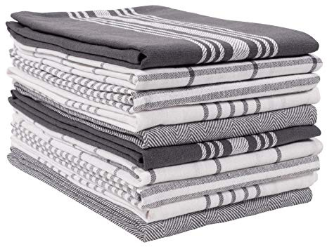 KAF Home Soho Kitchen Lot de 10 torchons de Vaisselle Doux et absorbants (45,7 x 71,1 cm, Anthracite)