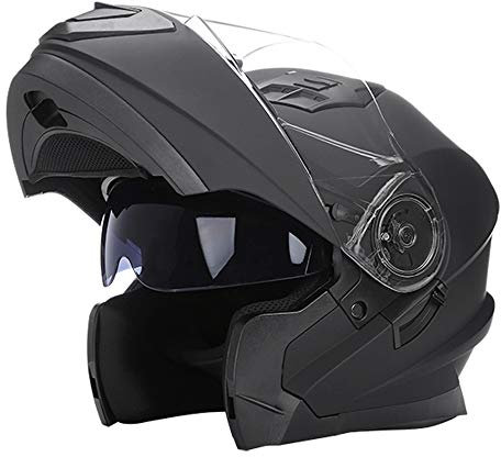 Woljay Klapphelm Integralhelm Rennen Offroad-Helm Motorradhelm (L, Matt Schwarz)