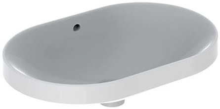 Geberit VariForm Einbauwaschtisch elliptisch, 600x400mm, ohne Hahnloch, mit Überlauf, 500.729.01.2, Farbe: Weiß
