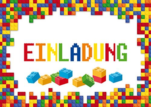EDITION COLIBRI 10 Bausteine-Einladungen: Geburtstagseinladungen Kinder, Mädchen/Jungen, 10-er Set, zum Spielen mit Bausteinen, L*G*, Einladungskarten zum Kindergeburtstag (11073DE)
