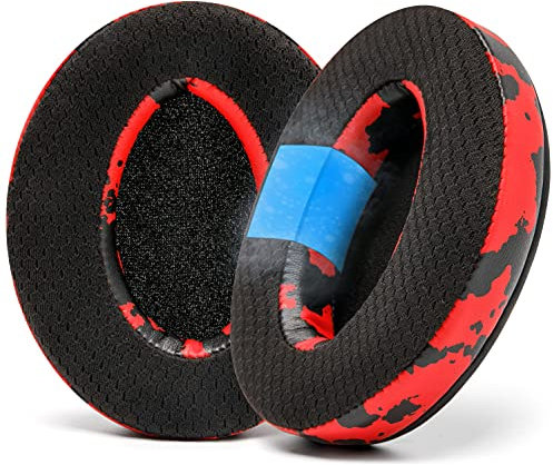 WC Freeze Hybrid Fabric Cooling Gel Ersatz-Ohrpolster – kompatibel mit HyperX Cloud, Steelseries Arctis, ATH M50X, Turtle Beach Stealth und mehr – bequem und länger kühl | Red Camo