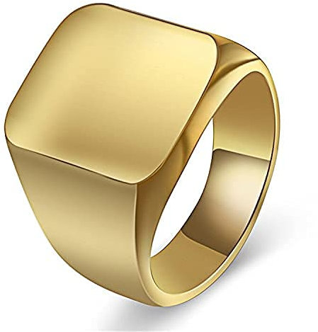 Yifnny Goldring, Siegelring Biker Ringe Goldring Herren Massiv Poliert Edelstahl Daumenring für Männer Glänzende Ziehfingerringe Größe 7-10 (Gold, 8)