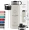 Gourde Inox Isotherme ACTIVE FLASK 1l/500ml sans BPA + Paille (3 Bouchons) | Bouteille d’eau Acier Inoxydable Isolée, Thermos Réutilisable | Camping Velo Sport Running Randonnée Enfant, Café The