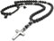 Onyx Matt Schwarz Halskette Y-kette Kreuz Hämatitstein Lavastein Rosenkranz Necklace Herren Damen Handmade/ALLA