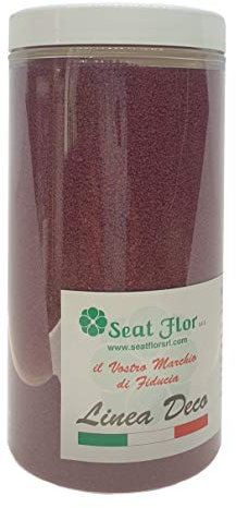 Seat Flor srl® Sabbia colorata, sabbia per decorazioni, sabbia per wedding, sabbia mis. 0.3/0.7 mm. in barattolo da 750 gr. (25 colori disponibili) (Bordeaux)