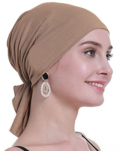 osvyo Bamboo Chemo Headscarf for Women Hair Loss - Cancer Slip On Headwear Turbans Hats caps Sealed Packaging DEEP Apricot