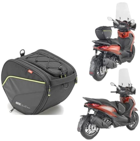 FAR Tunnel Satteltasche 15 Liter kompatibel mit Piaggio Beverly 400 mit Seitentaschen EA135 GIVI schwarz - Motorroller-Tasche - Motorradtasche - Satteltasche