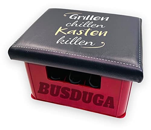 BUSDUGA 2904 Bierkastensitz,Grillen chillen Kasten Killen, 44x34cm Auflage Bierkastenhocker Getränkekisten Hocker