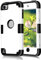 Schutzhülle für Apple iPod Touch 7. / 6. / 5. Generation, doppellagige, harte PC-Hülle + Silikon, stoßfest, strapazierfähig, stoßfest, stoßfest, stoßfest, stoßfest, stoßfest, stoßfest, Schwarz