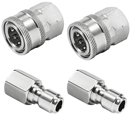 Raincovo Hochdruckreiniger Quick Connect Fittings, 3/8 Zoll Adapter Set, Edelstahl, Innengewinde, 4 Stück