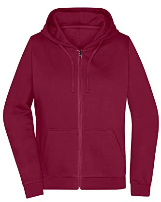 James & Nicholson Damen Basic Kapuzen-Sweatjacke - Leicht taillierte Sweatjacke mit Kapuze | Farbe: Wine | Grösse: M
