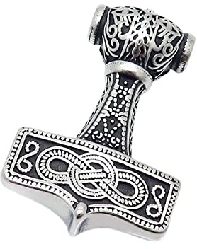 Bungsa Massiver Kettenanhänger Thors Hammer aus 316L Edelstahl