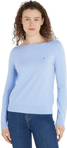 Tommy Hilfiger Damen Pullover Co Jersey Stitch Boat-Nk Sweater Strickpullover, Blau (Well Water), XXL
