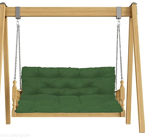 NENIUX 2-Sitzer, 3-Sitzer, Outdoor, Garten, Terrasse, Bank, Sitzkissen mit Rückenlehne, 4 cm dick, wasserdichte Stuhlpolster, Liegekissen für Holzbank, Zweisitzer, 120 x 100 x 10 cm, Dunkelgrün