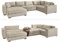 Modische Cord Wohnlandschaft U-Form 379 cm breit, Sofa mit Schlaffunktion und Bettkasten, Wellenunterfederung, spiegelverkehrt montierbar, Bezug Cordstoff in Beige Grau / 15200