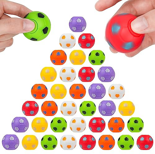 Ainiv 36PCS Fußball Fingerspitzen Spielzeug, 3,5cm Fußball Spinner Toys, Fidget Spinner Ball für Party Gefälligkeiten, Klassenzimmer Preise, Sensorisches Spinnendes Spielzeug für Kinder und Erwachsene