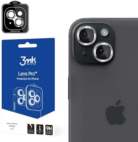 Hartglas Kamera Objektiv für iPhone 15 Plus - 3mk Lens Protection Pro Silver