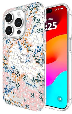 Kate Spade New York iPhone 15 Pro Case, Compatible with MagSafe - Multi Floral Rose & Pacific Green
