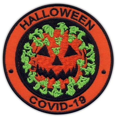 Halloween - Virus als Kürbis - Aufnäher - Bestickter Aufnäher / Abzeichen / Emblem