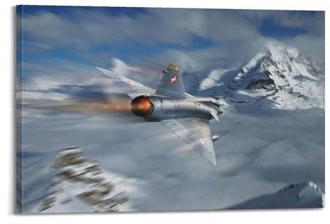 HAYZE Militärisches Jagdflugzeug-Poster Saab 37 Viggen Fighter Bomber Dekorative Leinwand Wand & Kunst Poster Gemälde 50 x 75 cm