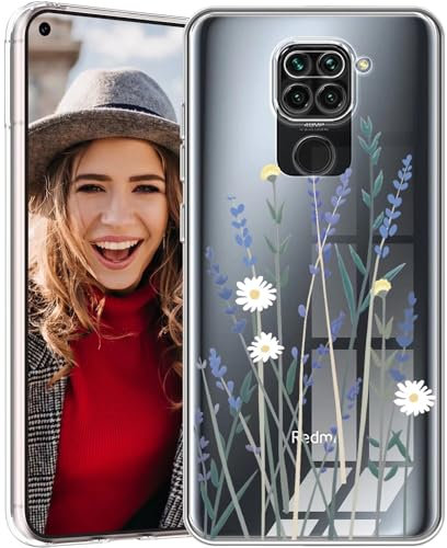 POUHYE Hülle für Xiaomi Redmi Note 9 Handyhülle, Klare Flexible Silikon Stoßfest Cover, 1,5 mm dicke Stoßdämpfung Xiaomi Redmi Note 9 Schutzhülle [Nicht-Vergilbung] [Anti Slip] [Anti Scratch] Lavendel