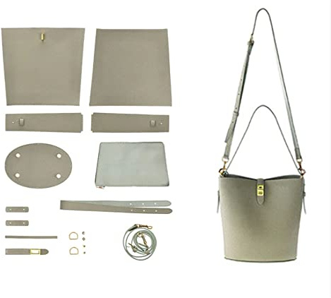 POPSEWING Einfache Eimer-Umhängetasche aus Leder, DIY-Set, DIY-Umhängetasche mit Nähset, DIY handgefertigtes Taschen-Set für Mutter, Freundin, Geburtstag, Weihnachten, Geschenk (grün)