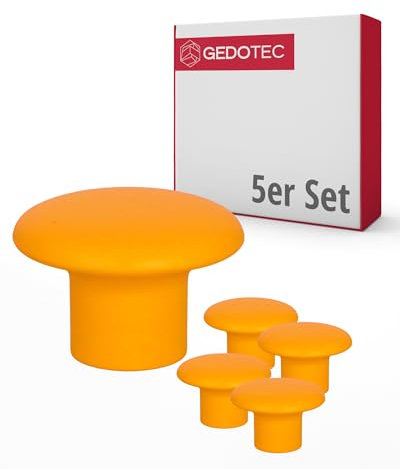 Gedotec Möbelknöpfe für Kinderzimmer | Durchmesser 32 mm | Farbe Orange | 5 Stück | Möbelgriffe Kunststoff | COLOUR | Schrankknöpfe bunt | Möbelknauf Kinder | moderne Griffe Möbel | Schrankknauf