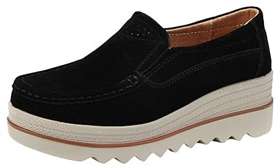 Urlaub Must Haves Black Friday Damen Schuhe Mit Keilabsatz Modische Damen-Freizeitschuhe mit hohen Absätzen Slip-On-Schuhe Bequeme Freizeitschuhe Slipper (Black 38)