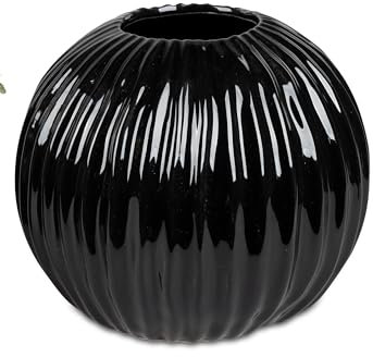 Keramikvase Blumenvase Dekovase Vase aus Keramik Kugelvase 15cm Klassik schwarz