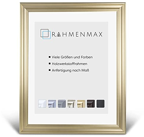 RahmenMax Neapel Barock Bilderrahmen Posterrahmen 50x70 cm Puzzlerahmen Farbe Gold Schlicht 70x50 cm mit weisser Rückwand und Antireflex Arcylglas