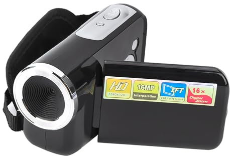 Videocamera Digitale HD 16X, Videocamera Digitale con Schermo LCD TFT, Fotografia di Piccole Dimensioni per Ciclismo e Corsa (BLACK)