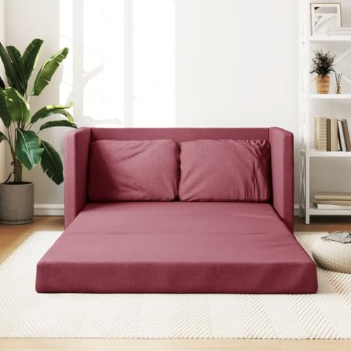 Keyroto Schlafsofa Sofa mit schlaffunktion Schlafcouch Sofa Bed Sofabett Sofa mit schlaffunktion fürsWohnzimmer Schlafzimmer Heimkino Gästezimmer-Weinrot-Stoff