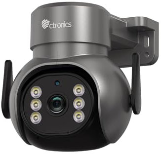 Ctronics Caméra de Surveillance Extérieure, Suivi Automatique, Vision Nocturne en Couleur à 30m, Détection Humaine, Surveillance à Distance Via PC, Enregistrement 24/7 Via FTP/NVR/NAS