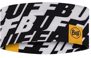 BUFF®| Stirnbänder CoolNet UV® Wide Männlich Weiblich Erwachsene Komfortabel, UPF50 Schutz, Sport, Stretch, Recyceltes Material, Qualität, Einheitsgröße, Noir Logo