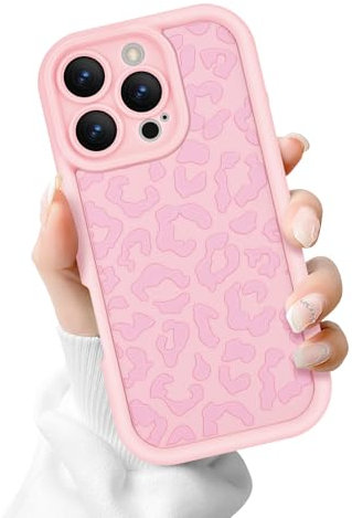 Newseego Coque pour iPhone 16 Pro, Motif Léopard Housse 6,3 Pouces Mignon Esthétique Antichoc TPU Souple Fine Protection pour iPhone 16 Pro Rose Vif
